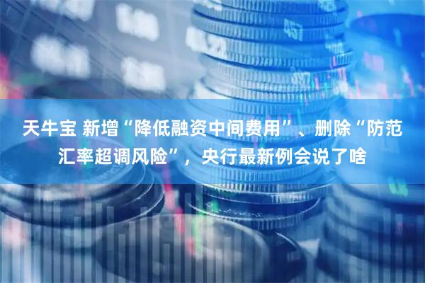 天牛宝 新增“降低融资中间费用”、删除“防范汇率超调风险”，央行最新例会说了啥