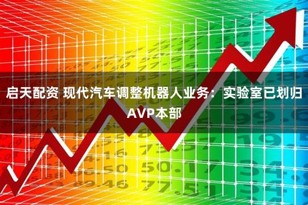 启天配资 现代汽车调整机器人业务：实验室已划归AVP本部